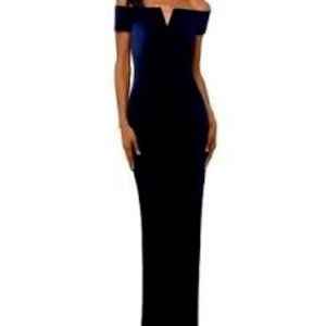 X BY XSCAPE LONG NAVY BLUE VELVET DRESS SIZE 2